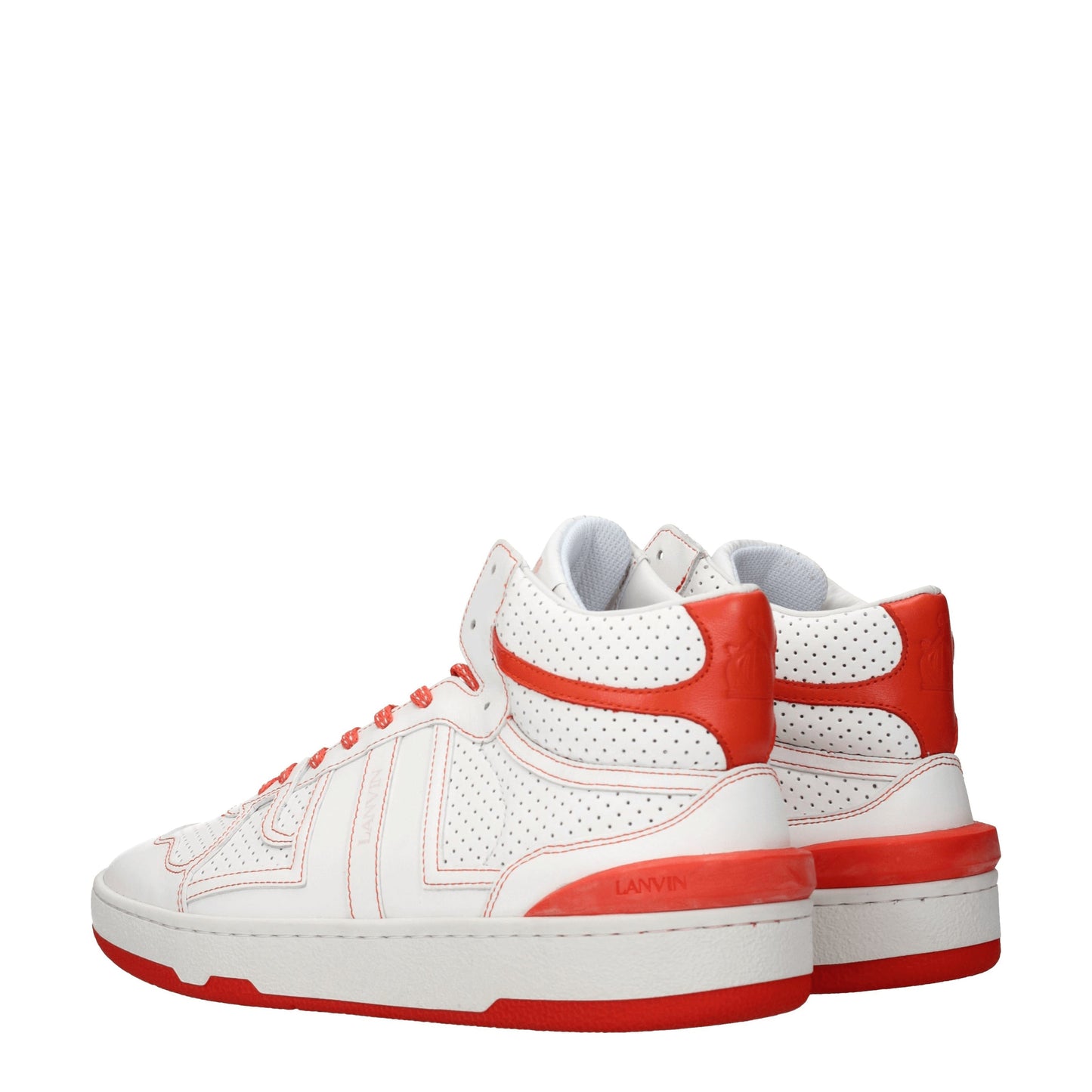 Lanvin Men's Sneakers in Leather White/Orange