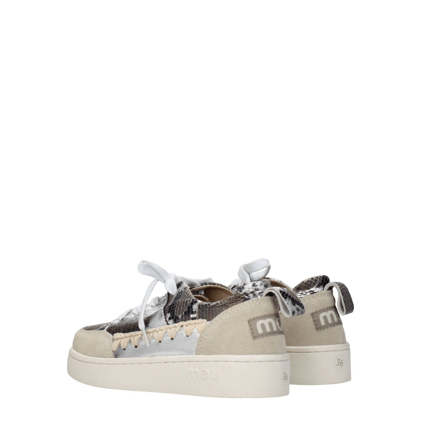 Mou Women's Sneakers in Leather Gray/Silver