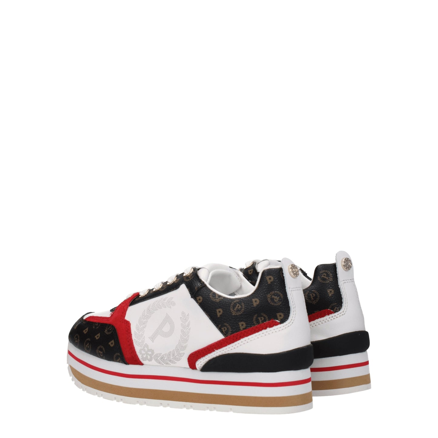 Pollini Women's Sneakers in Fabric  White/Red