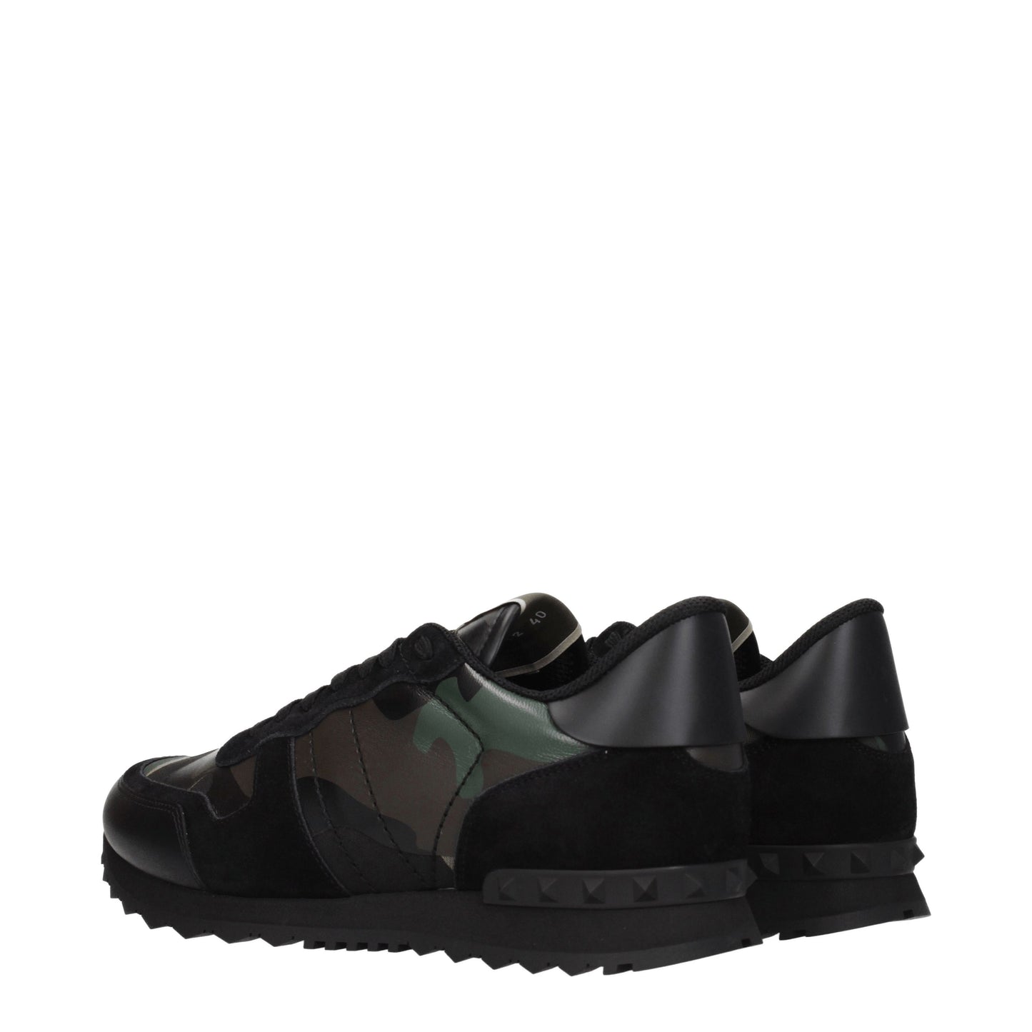 Valentino Garavani Men's Sneakers in Leather Black/Military Green