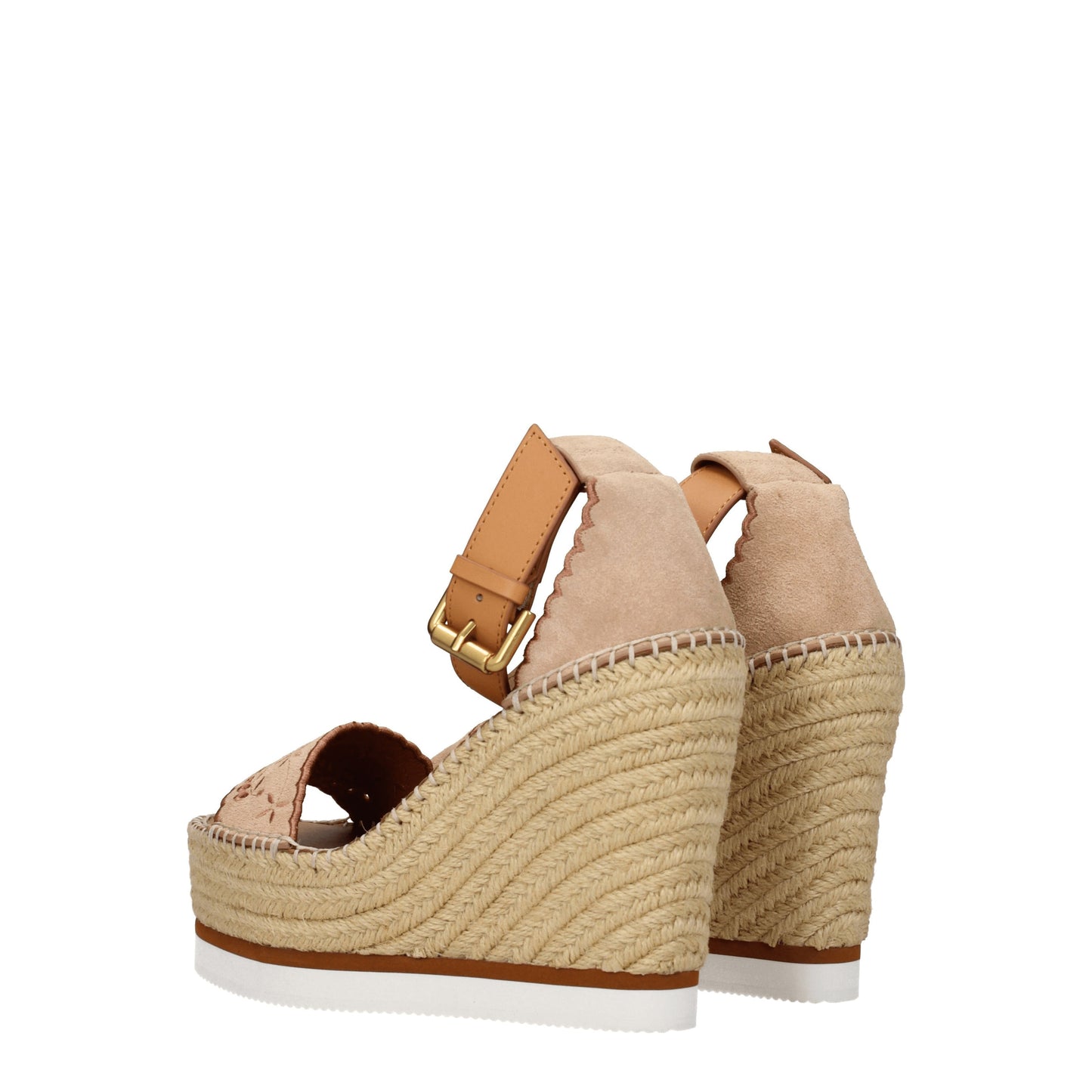 See by Chloé Women's Wedges in Suede Beige/Powder Pink