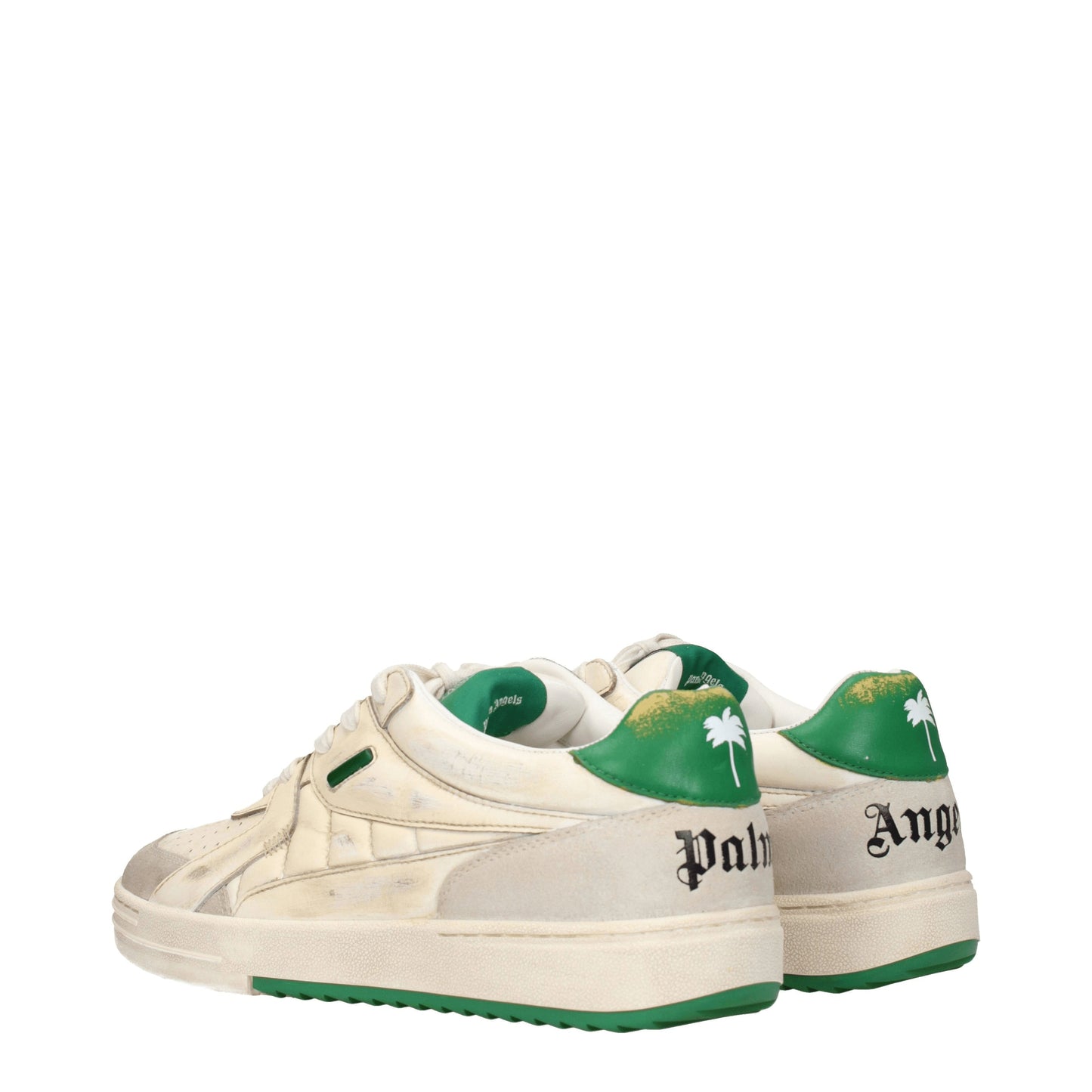 Palm Angels Men's Sneakers in Leather Beige/Green