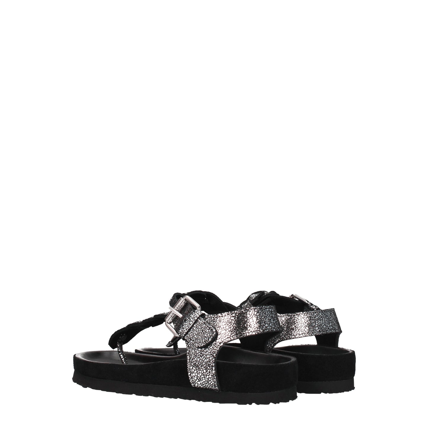 Isabel Marant Women's Flip Flops in Suede Black/Silver