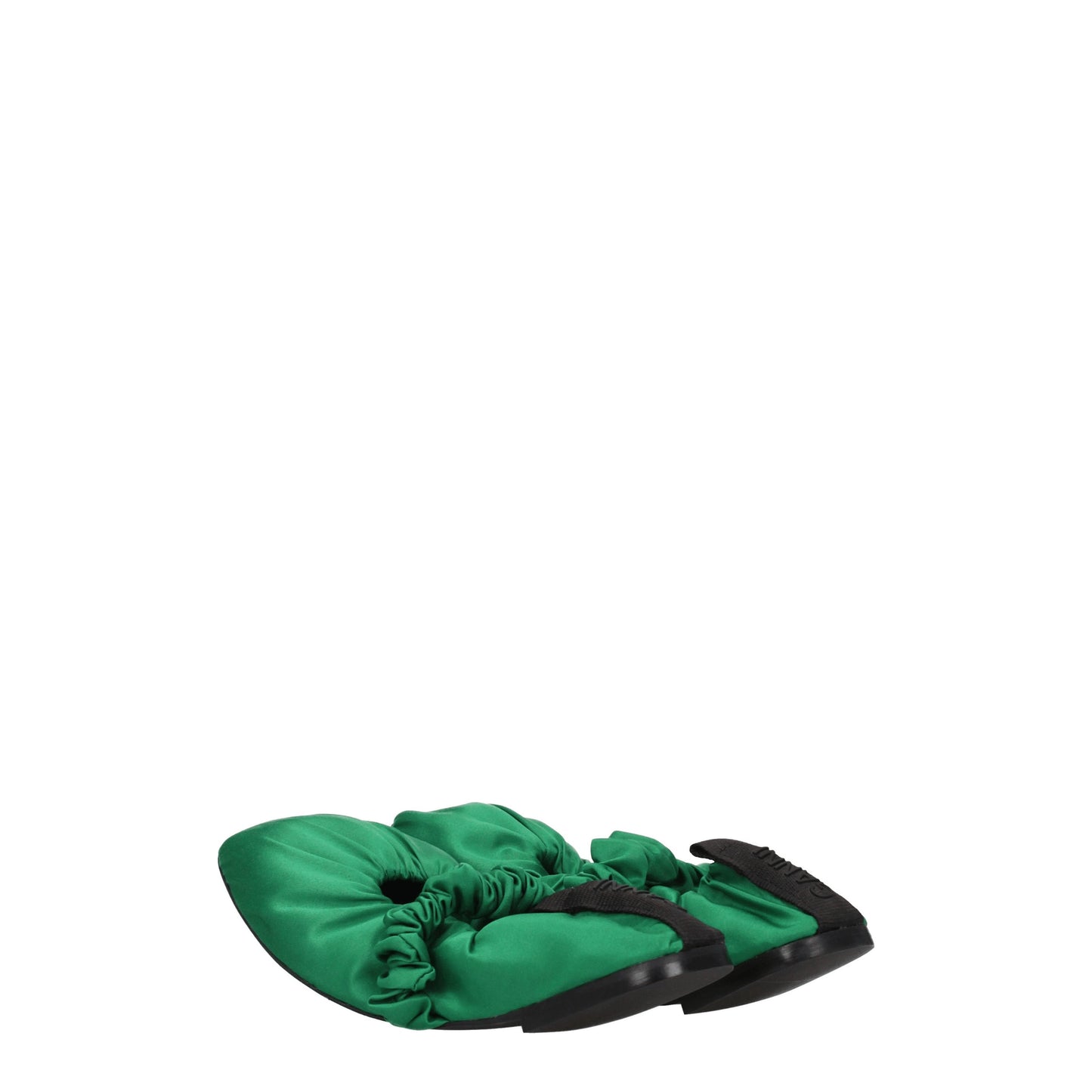 Ganni Women's Ballet Flats in Fabric  Green/Vivid Green