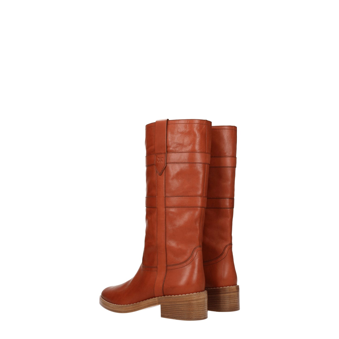 Celine Women's Boots in Leather Brown/Cognac