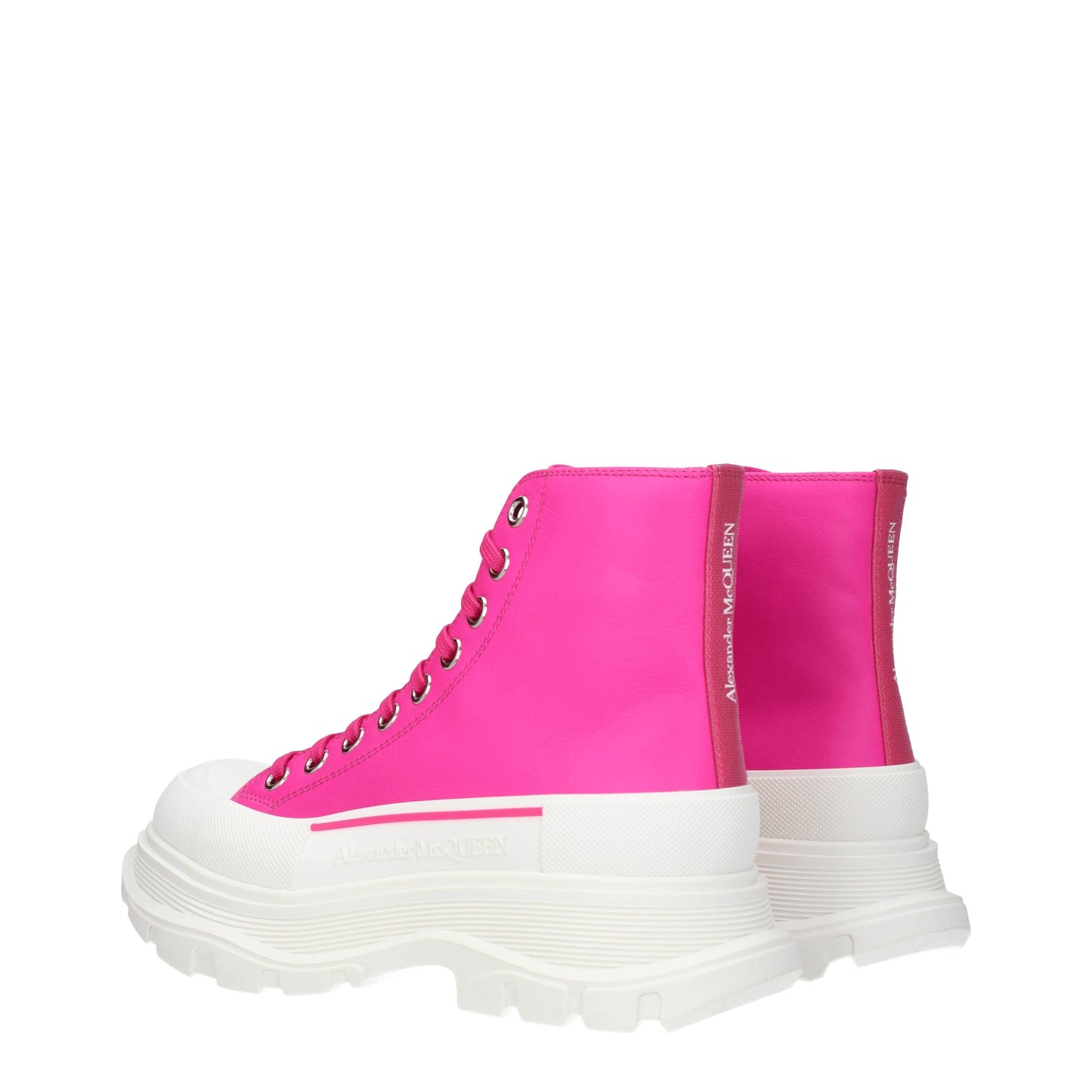 Alexander McQueen Women's Boots in Leather Fuchsia/Magenta