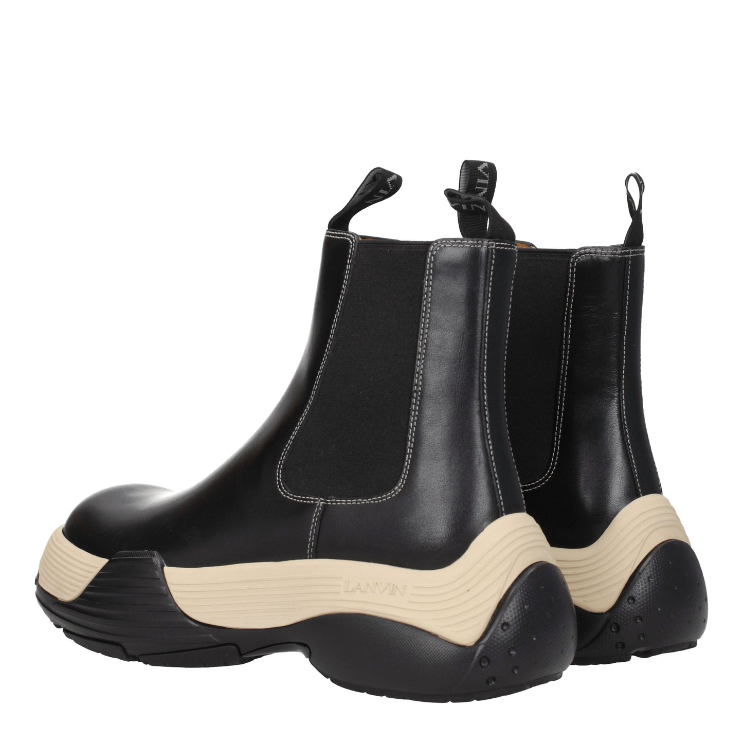 Lanvin Men's Boots in Leather Black/Cream