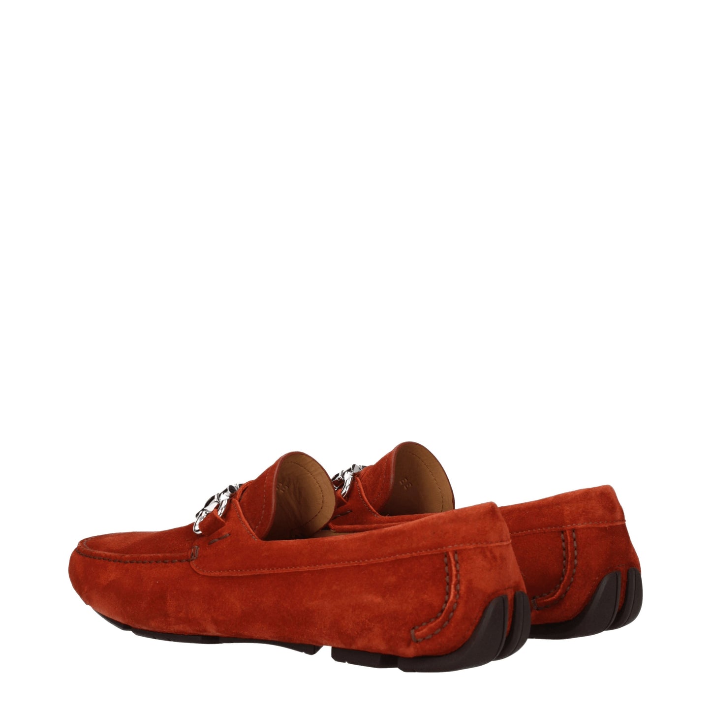 Salvatore Ferragamo Men's Loafers in Suede Orange/Copper