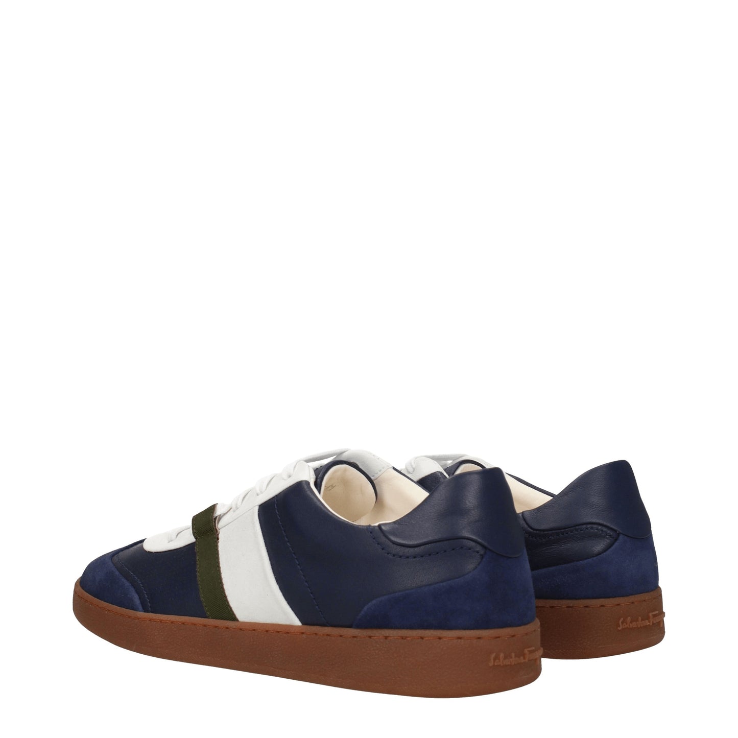 Salvatore Ferragamo Men's Sneakers in Leather Blue/Sea Blue