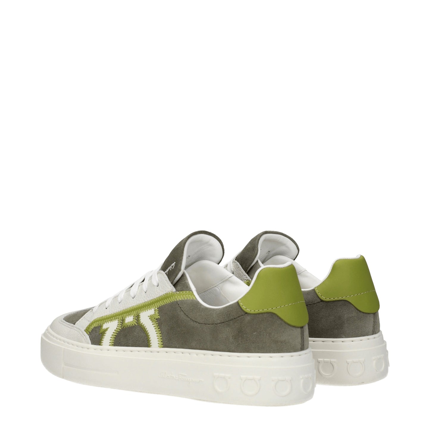 Salvatore Ferragamo Men's Sneakers in Suede Gray/Olive