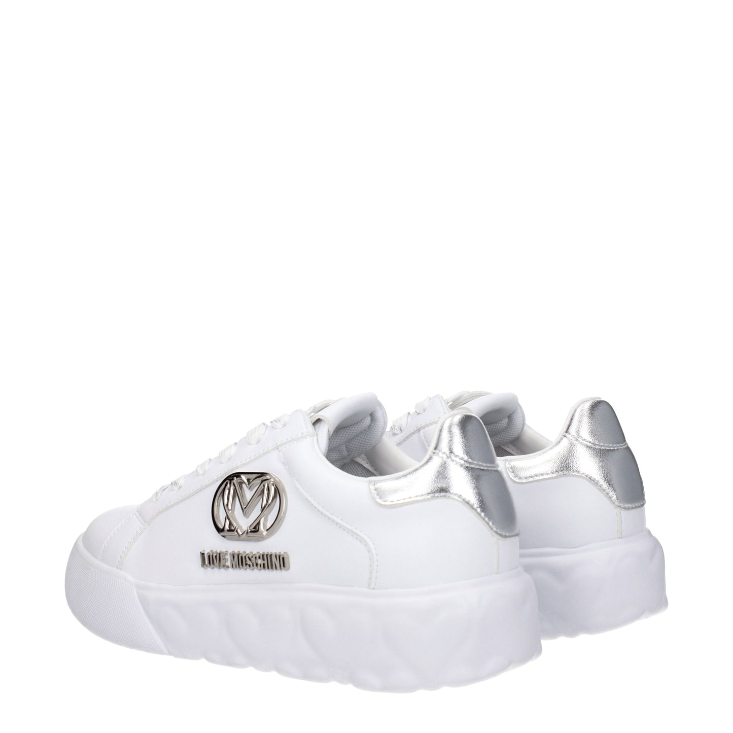 Love Moschino Women's Sneakers in Leather White/Silver