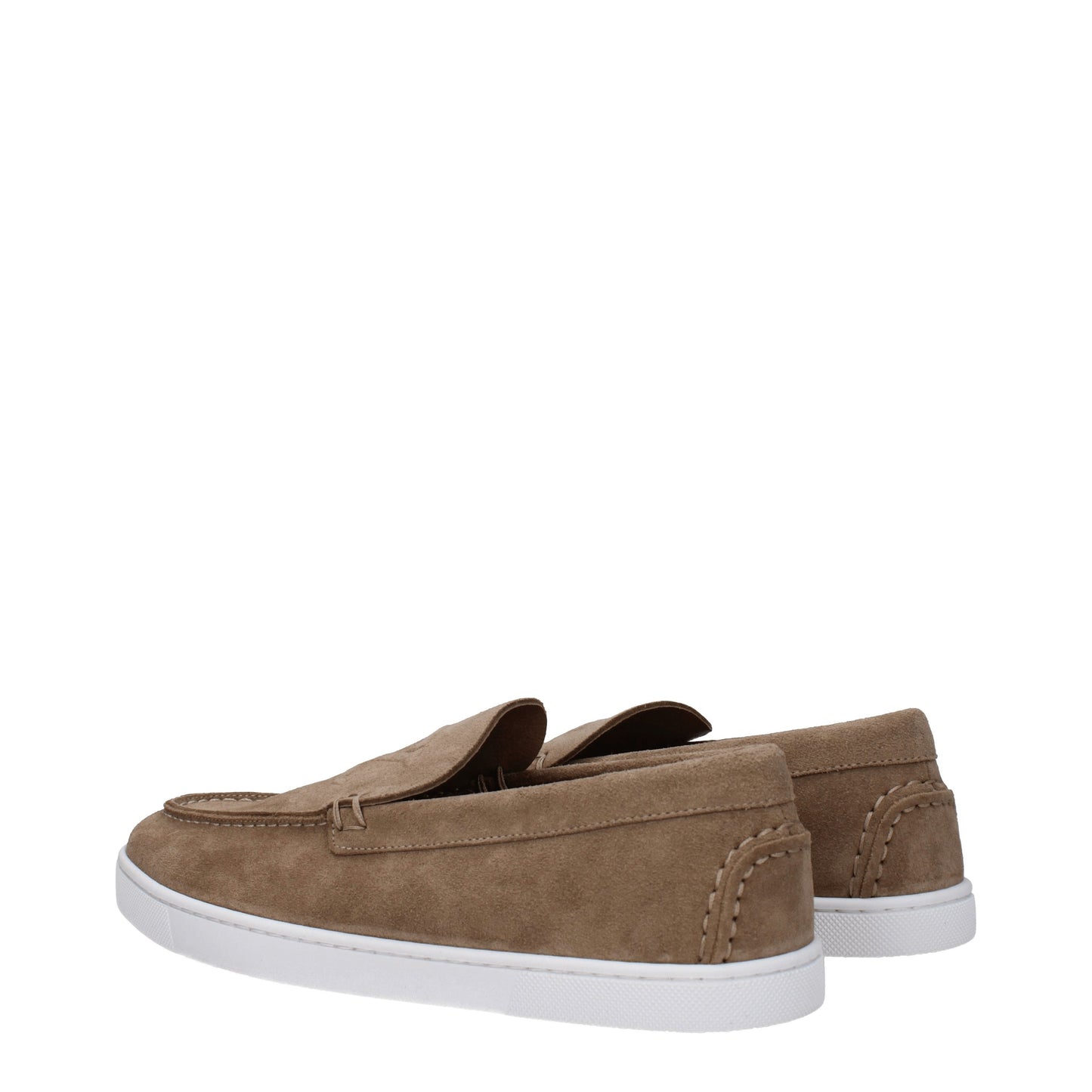 Louboutin Men's Loafers in Suede Beige/Rock