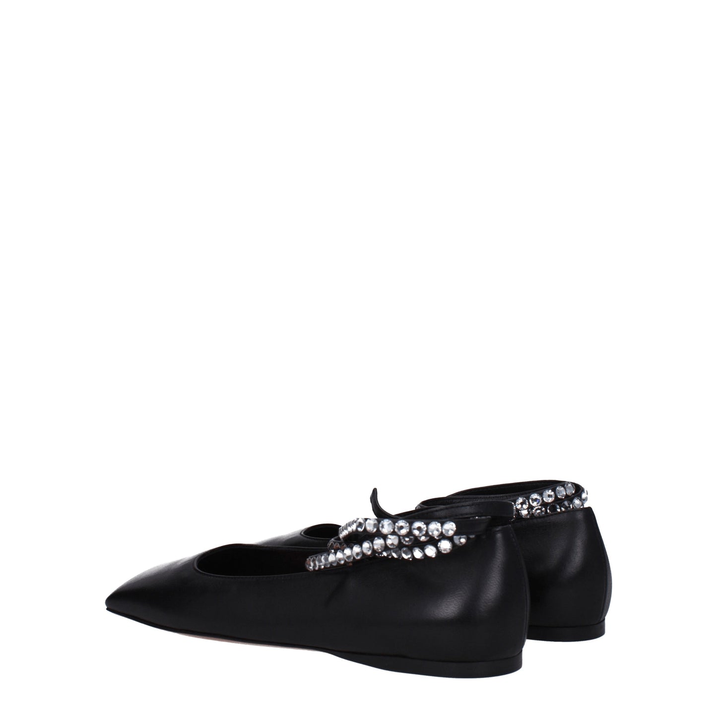 Amina Muaddi Women's Ballet Flats in Leather Black