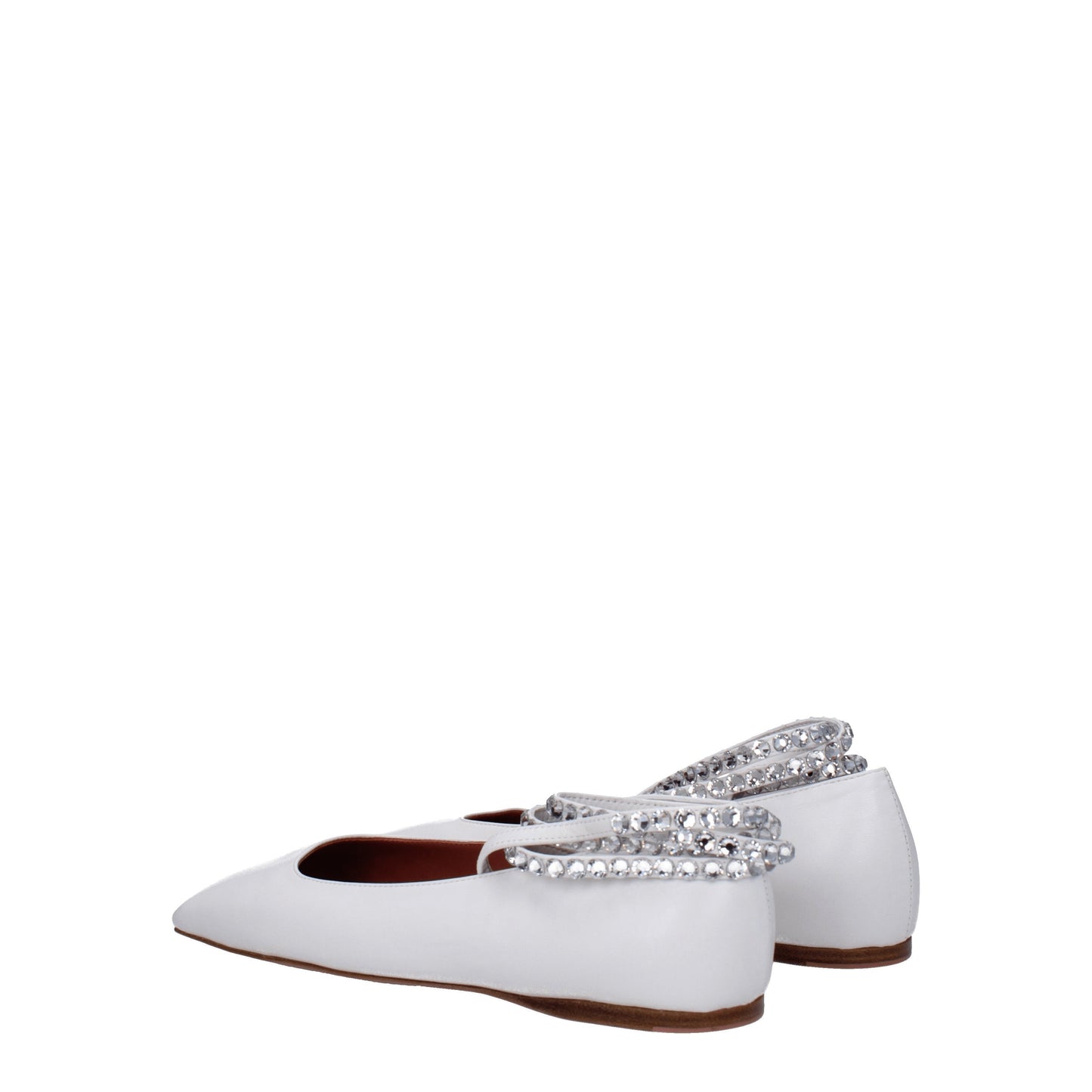 Amina Muaddi Women's Ballet Flats in Leather White