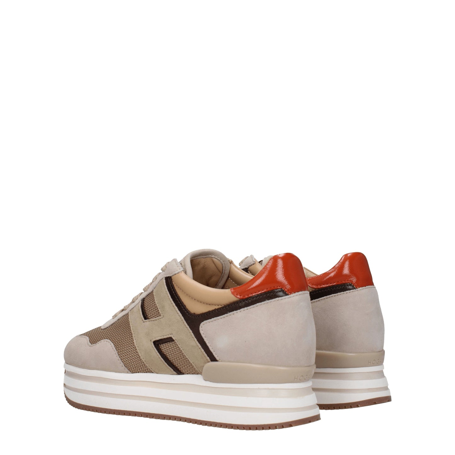 Hogan Women's Sneakers in Fabric  Beige/Orange