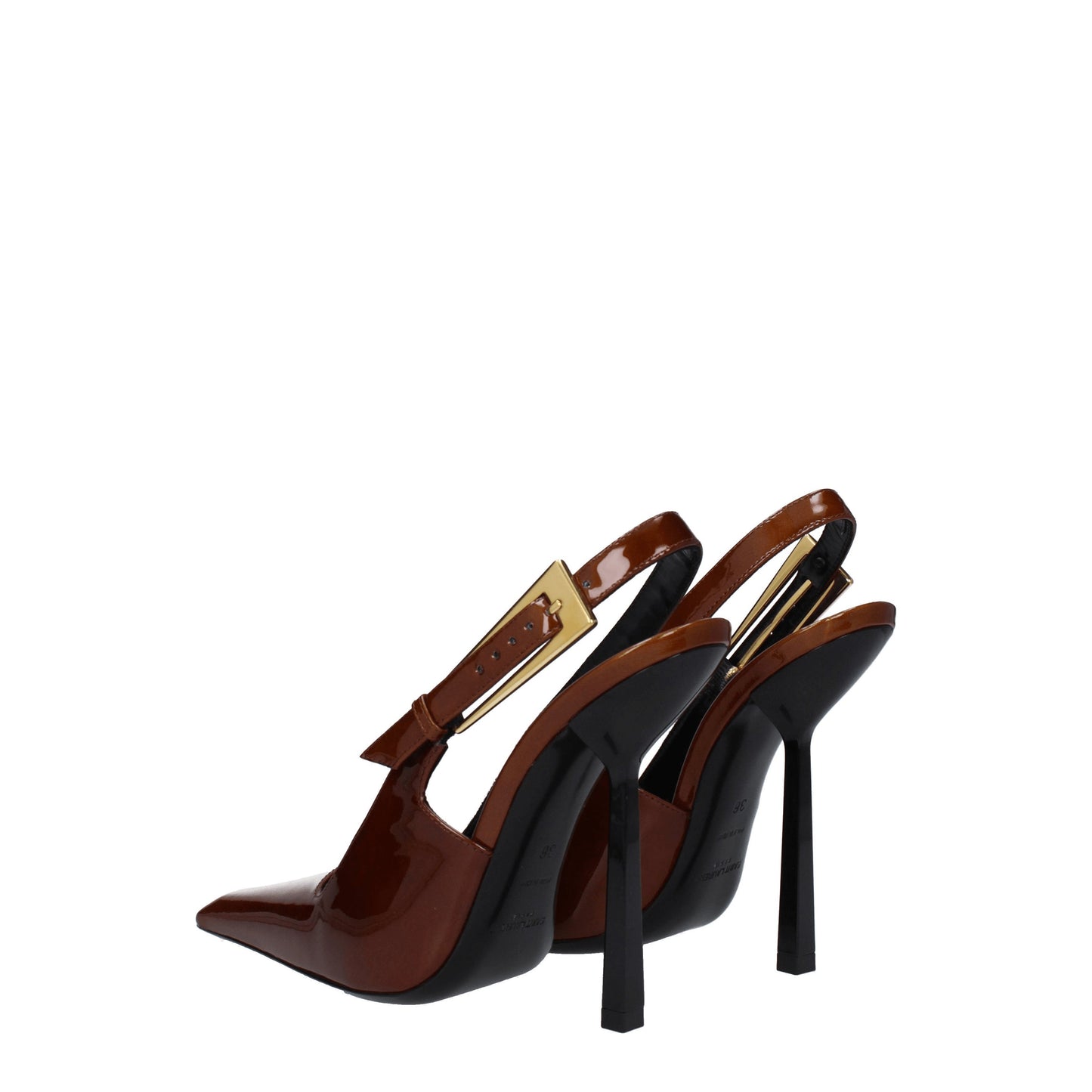 Saint Laurent Women's Sandals in Patent Leather Brown/Chestnut