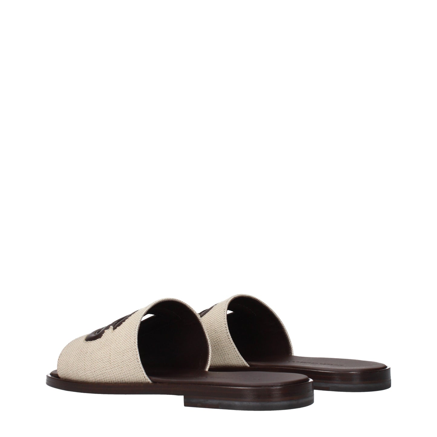 Dolce&Gabbana Slippers and Clogs Men Fabric  Beige/Dark Brown