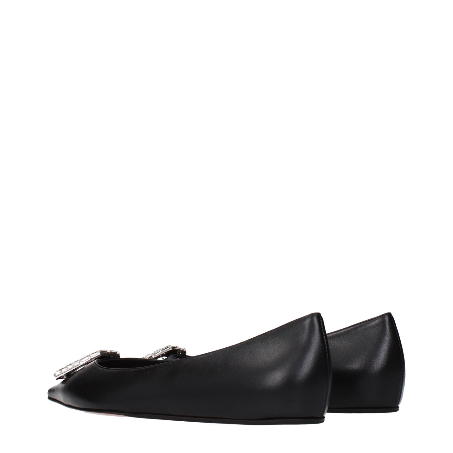 Amina Muaddi Ballet Flats Women Leather Black