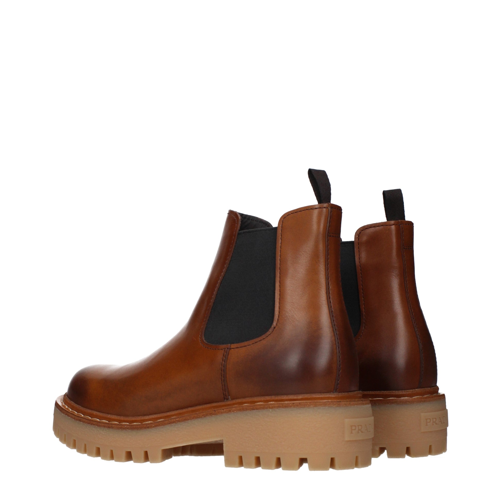 Prada Ankle Boots Men Leather Brown/Cognac