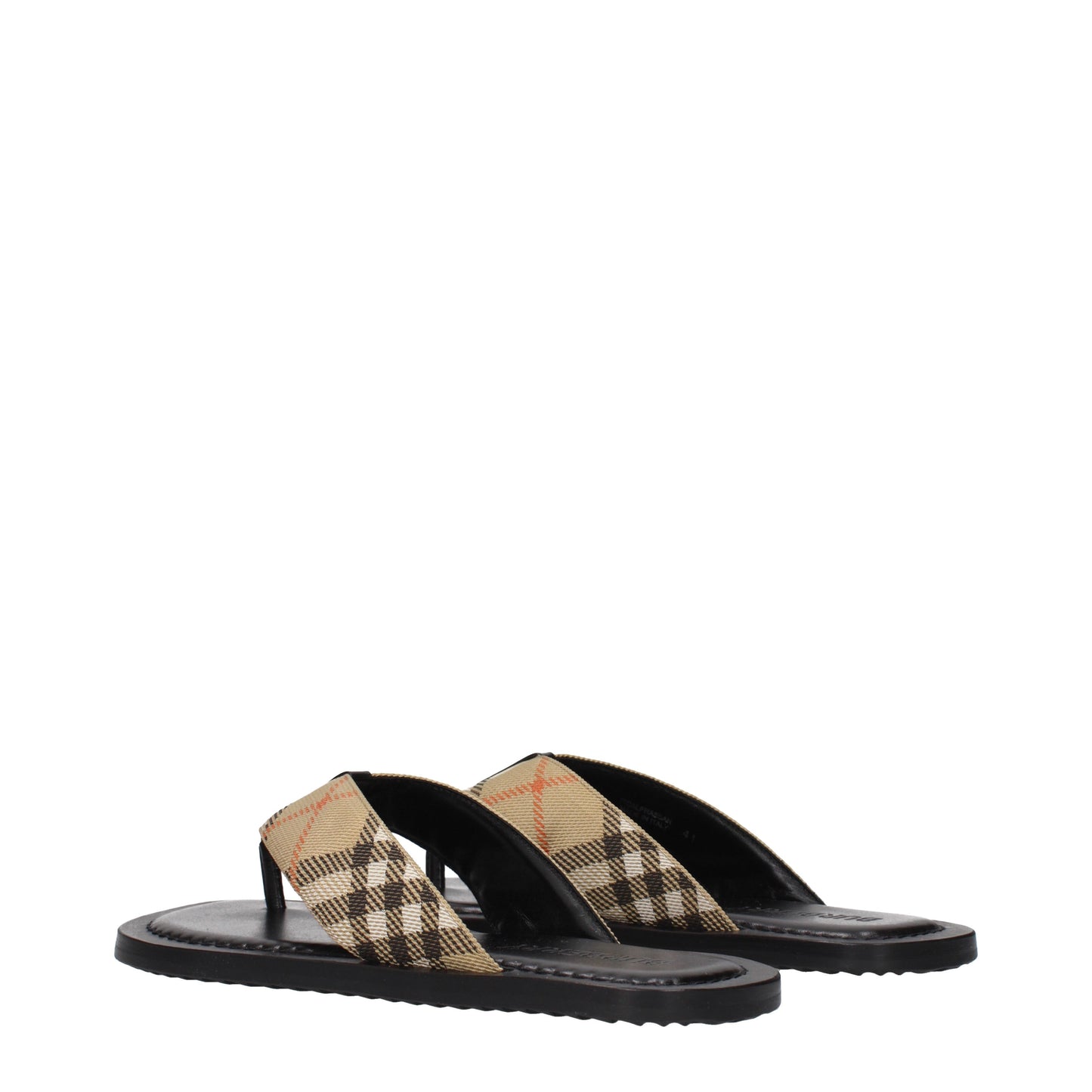 Burberry Flip Flops Men Fabric  Beige/Black