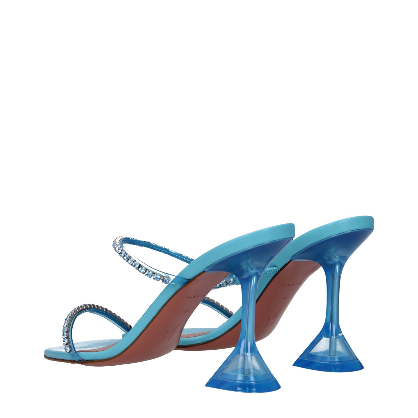 Amina Muaddi Women's Sandals in Leather Blue/Water