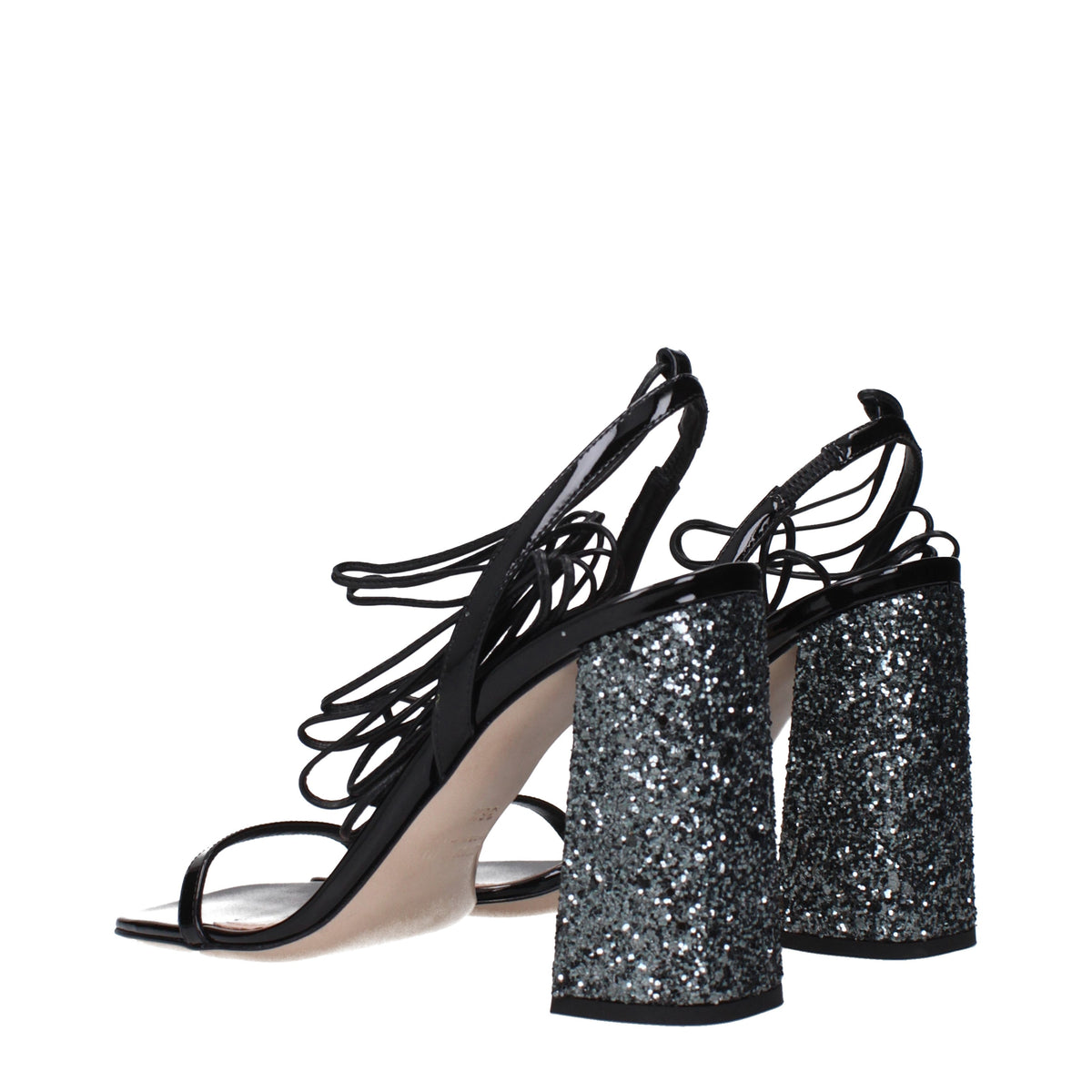 Miu Miu Sandals Women Patent Leather Black/Slate