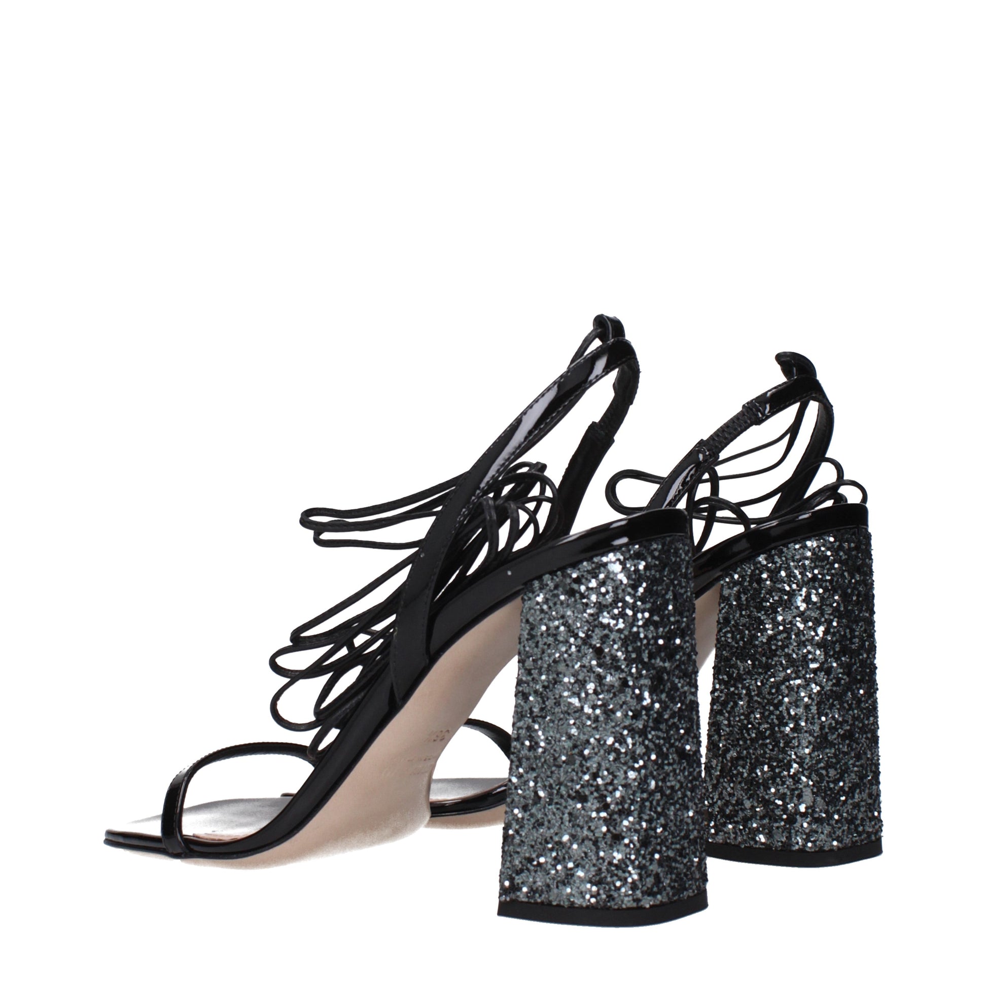 Miu Miu Sandals Women Patent Leather Black/Slate