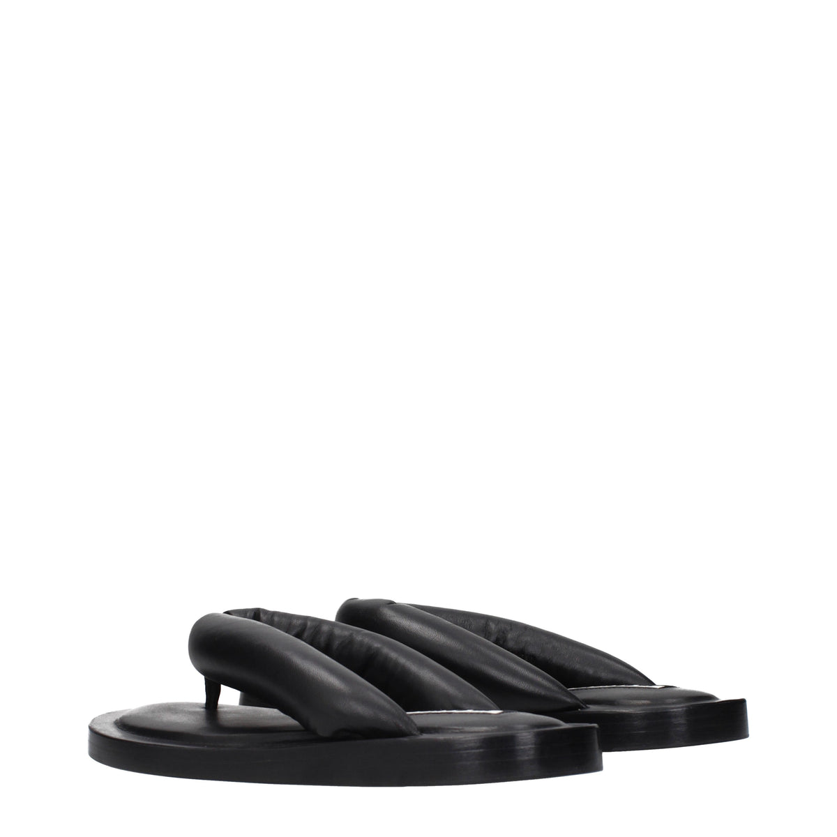 Jil Sander Flip Flops Women Leather Black