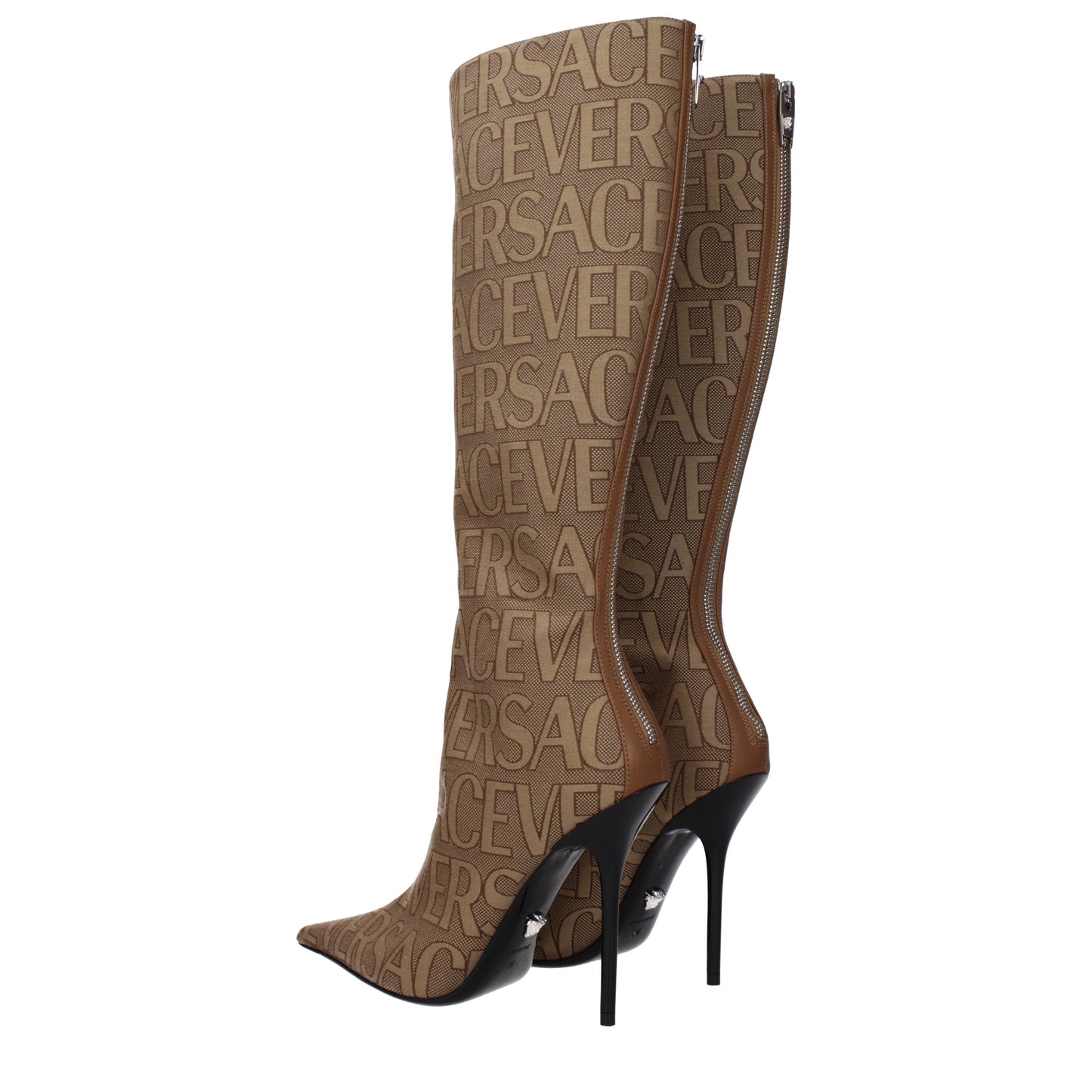 Versace Women's Boots in Fabric  Beige/Brown