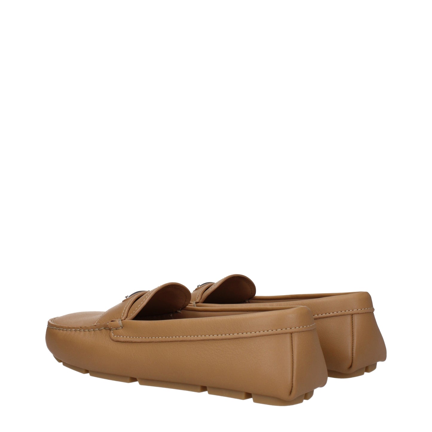 Prada Men's Loafers in Leather Brown/Natural