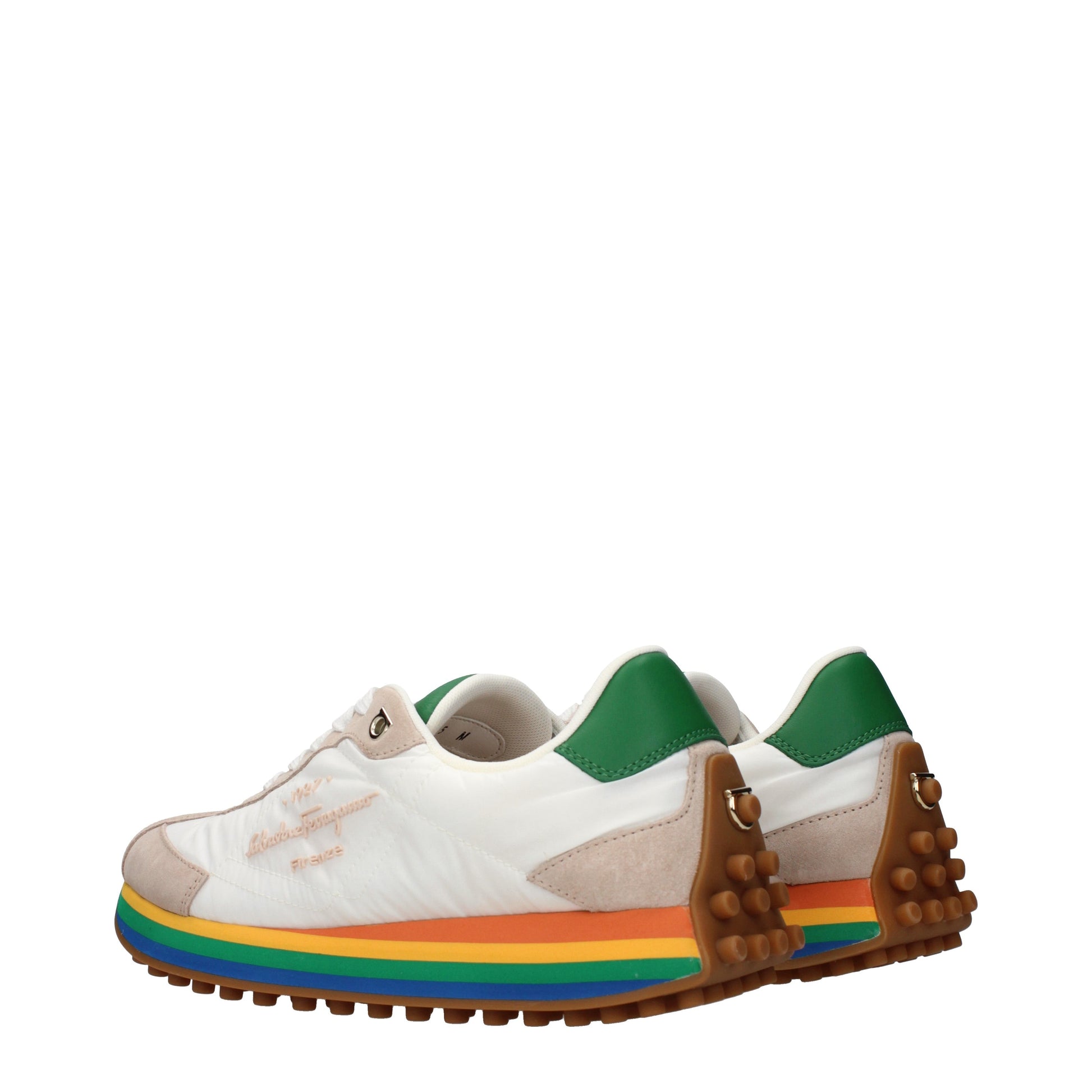 Salvatore Ferragamo Sneakers Men Fabric  White/Beige