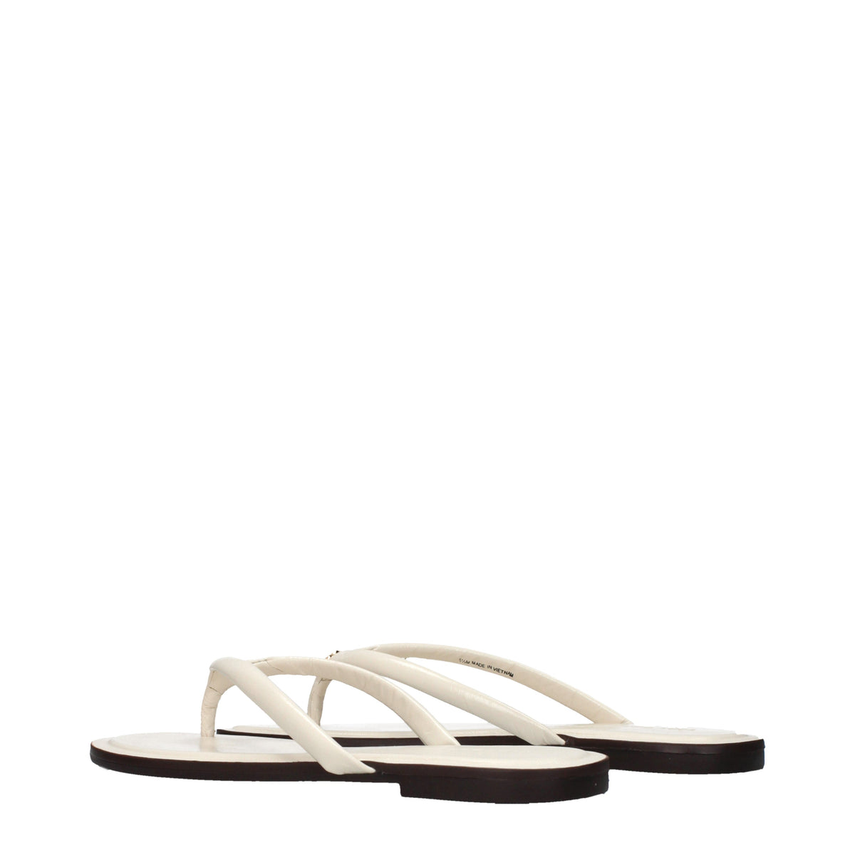 Tory Burch Flip Flops Women Leather Beige/Light Cream