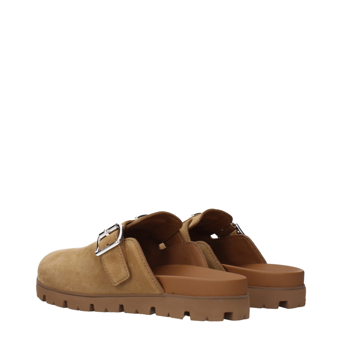 Prada Slippers and Clogs Men Suede Brown/Sand