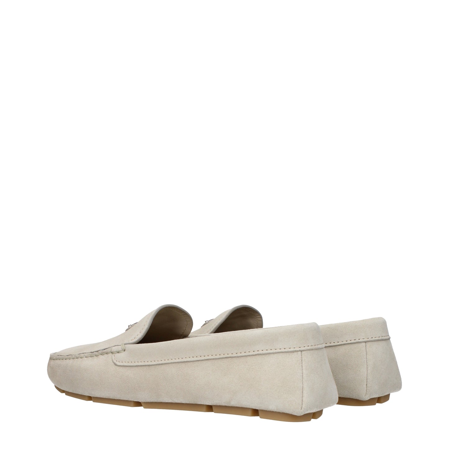 Prada Men's Loafers in Suede Beige/Pumice