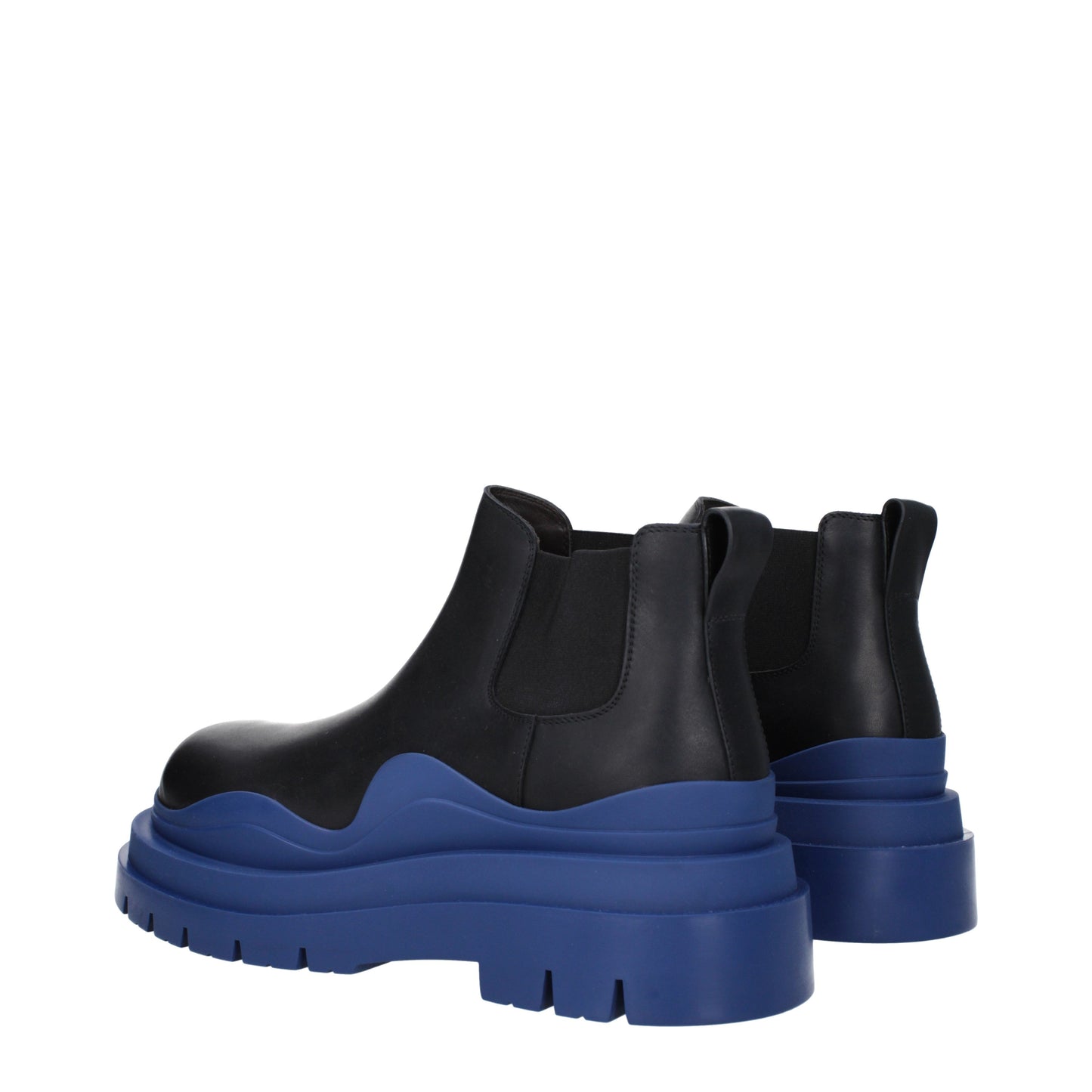 Bottega Veneta Men's Boots in Leather Black/Blue