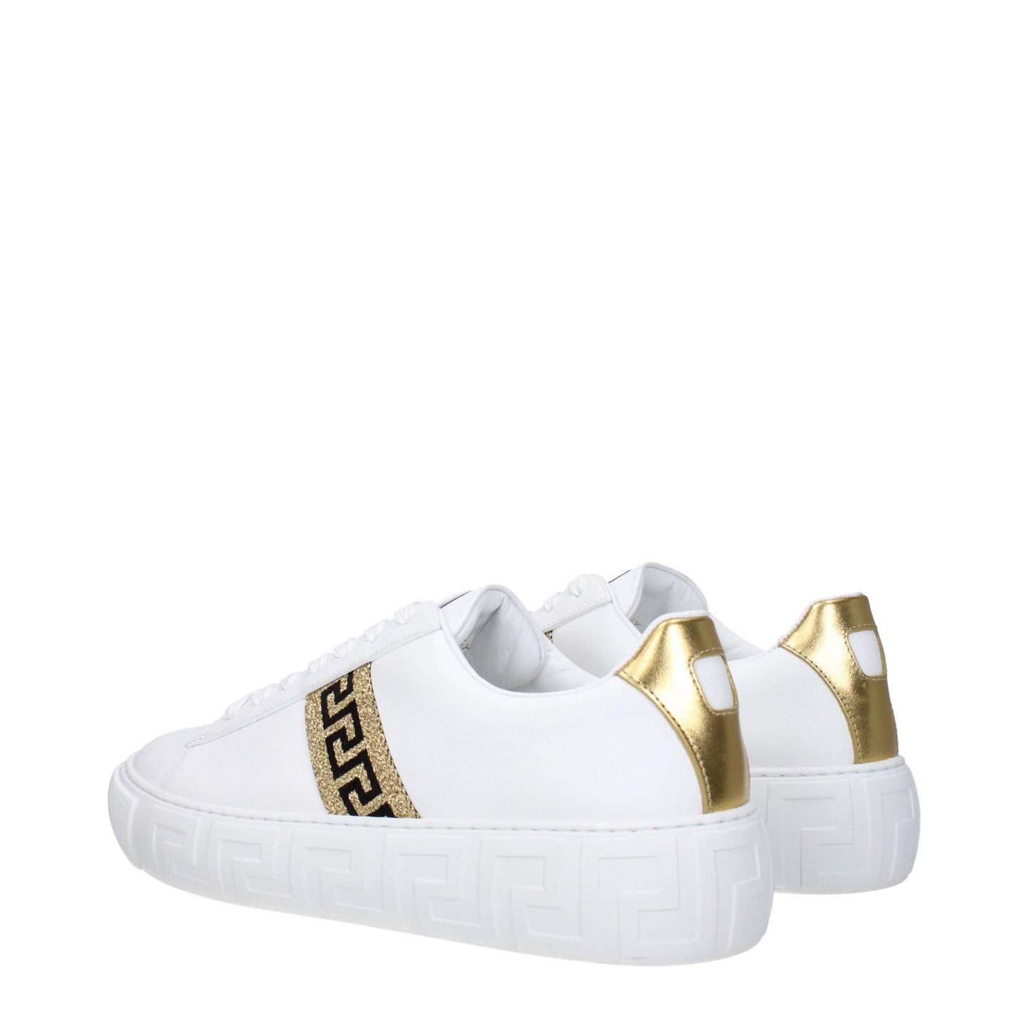 Versace Men's Sneakers in Leather White/Gold