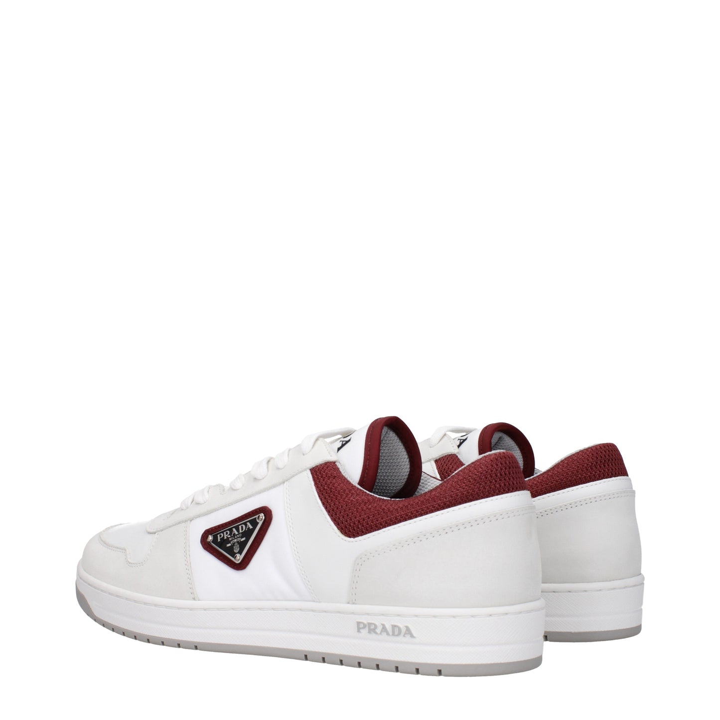 Prada Men's Sneakers in Leather White/Violet Garnet