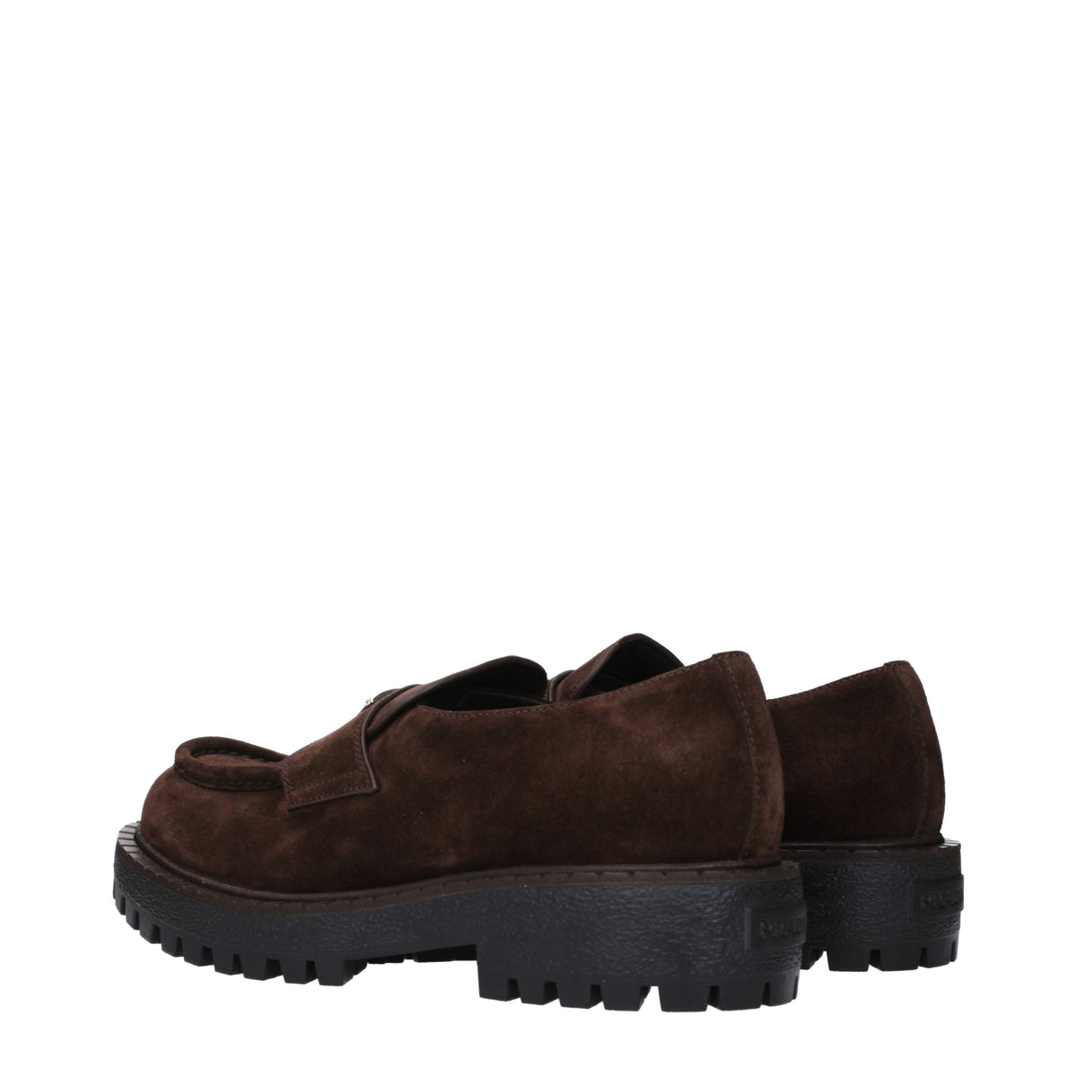 Prada Loafers Men Suede Brown/Dark Brown