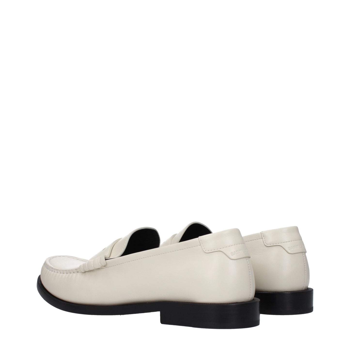 Saint Laurent Men's Loafers in Leather White/Pearl