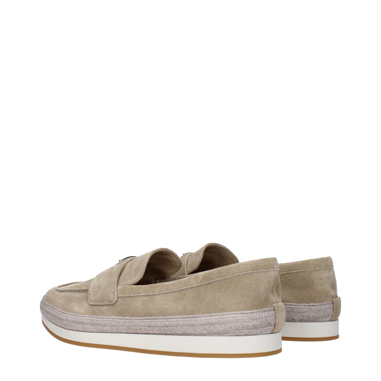 Prada Men's Loafers in Suede Beige/Desert