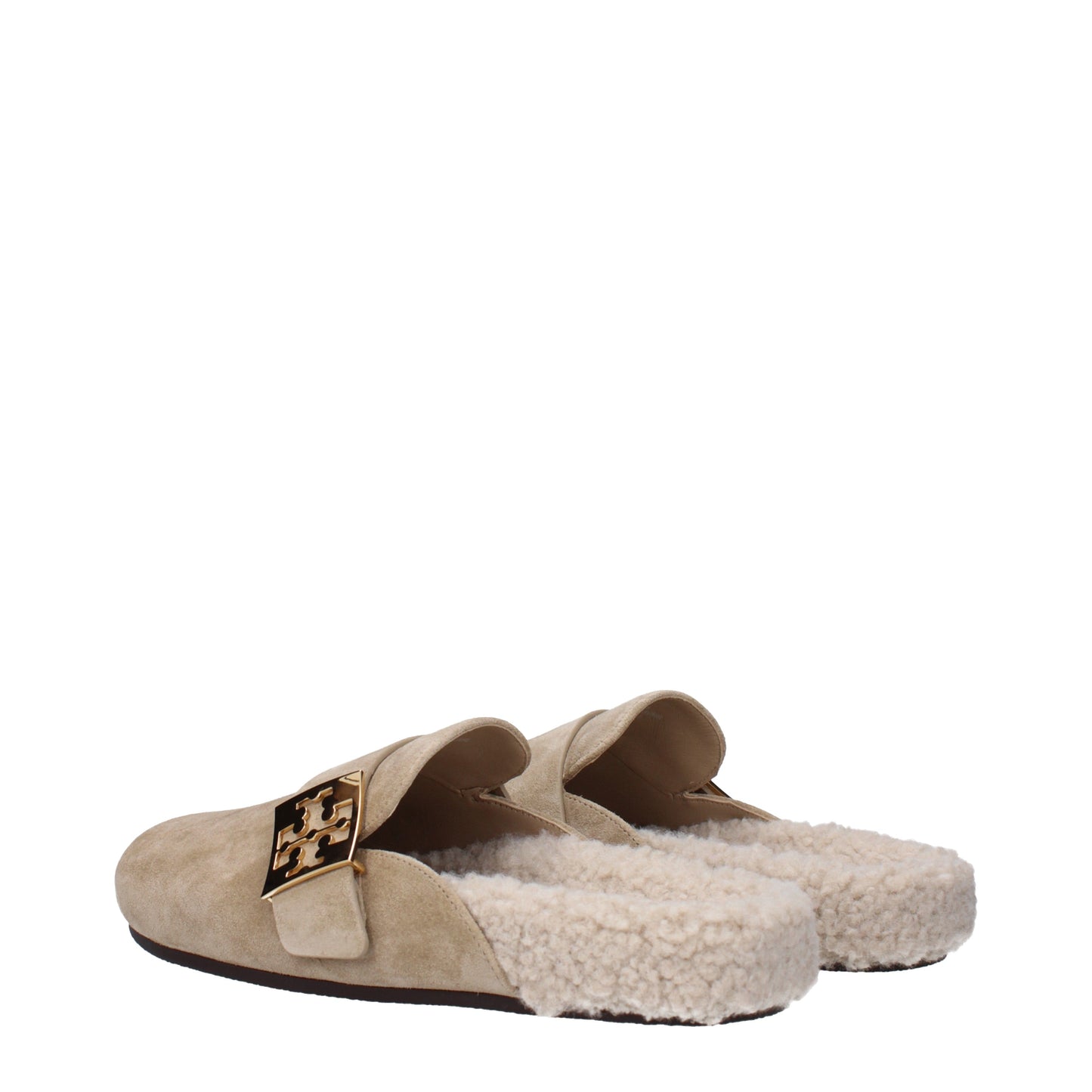 Tory Burch Slippers and Clogs Women Suede Beige/Hazelnut