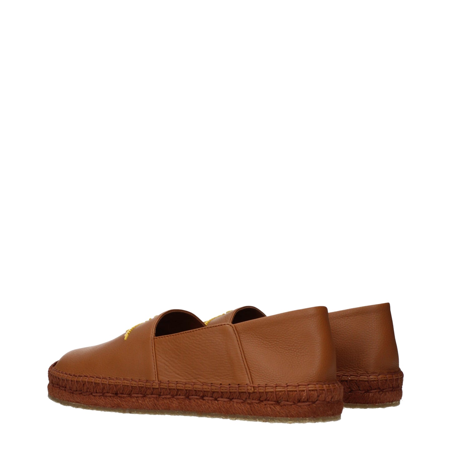 Salvatore Ferragamo Espadrilles Men Leather Brown/Yellow