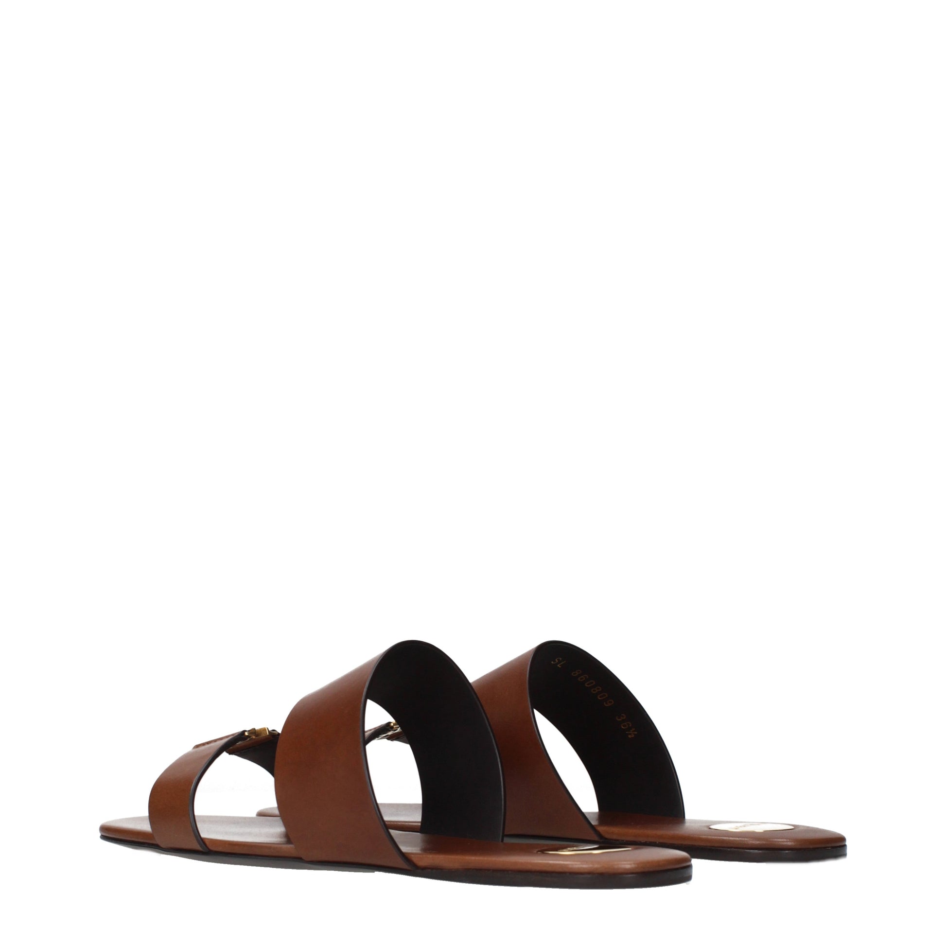 Saint Laurent Sandals Women Leather Brown/Burnt