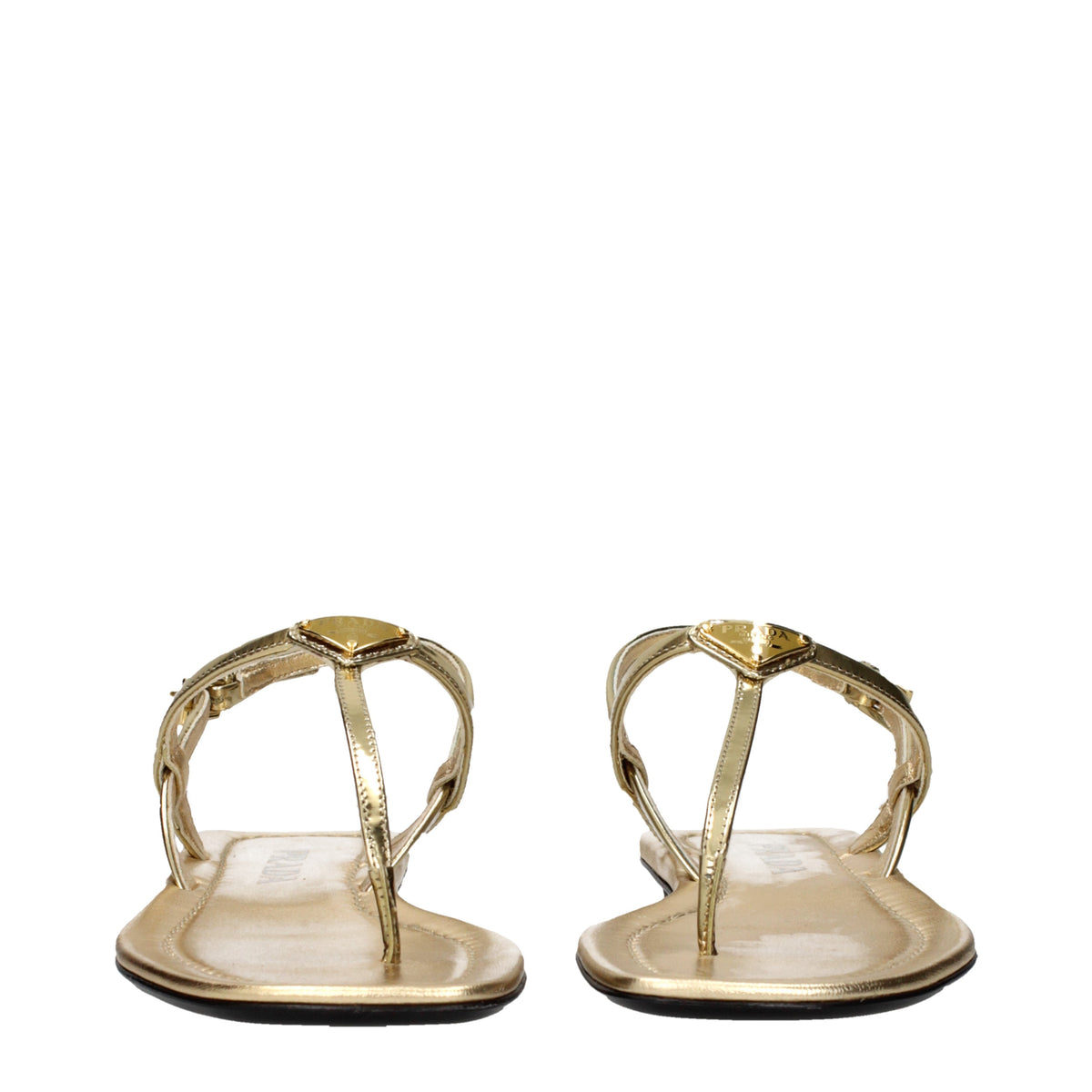 Prada Flip Flops Women Leather Gold