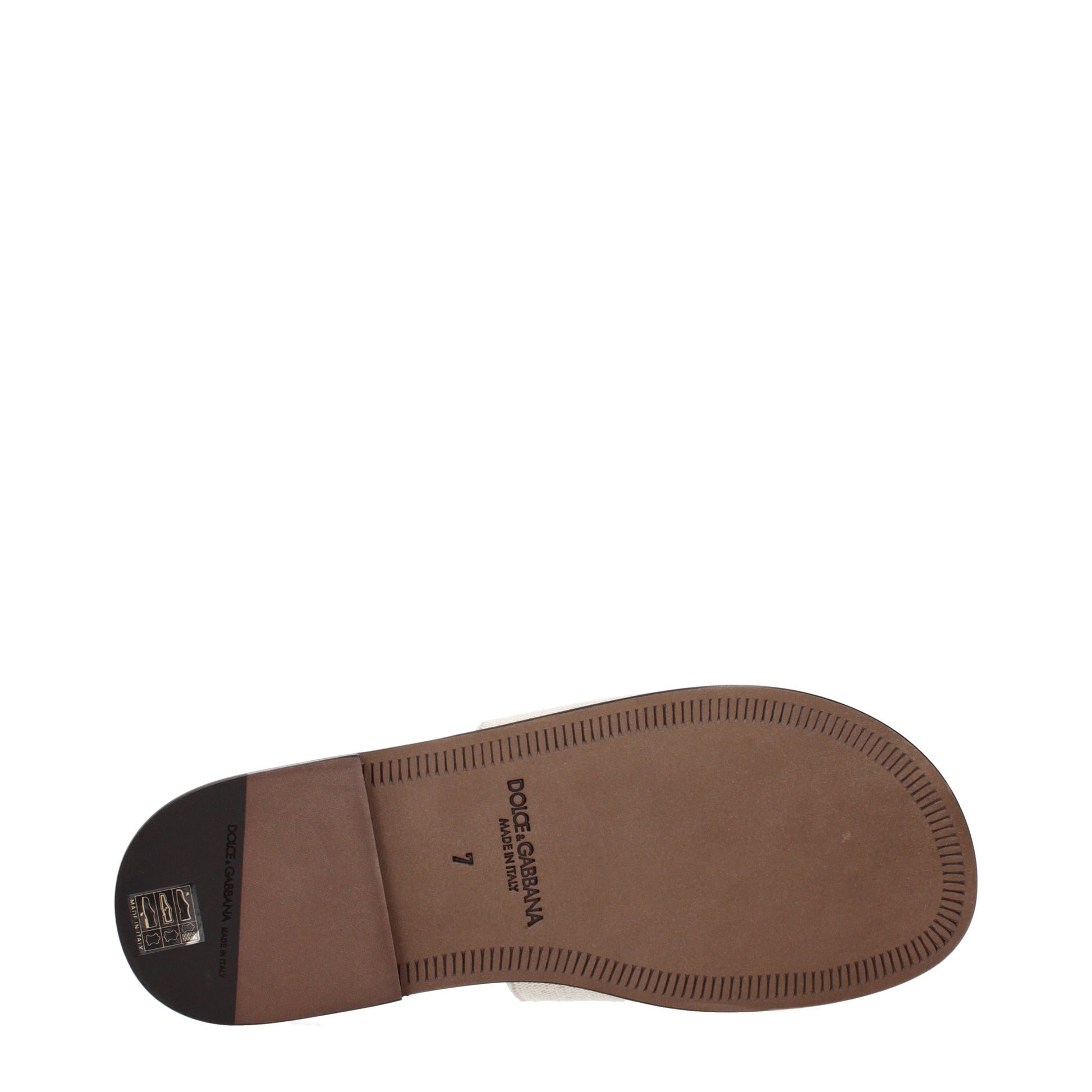 Dolce&Gabbana Slippers and Clogs Men Fabric  Beige/Dark Brown
