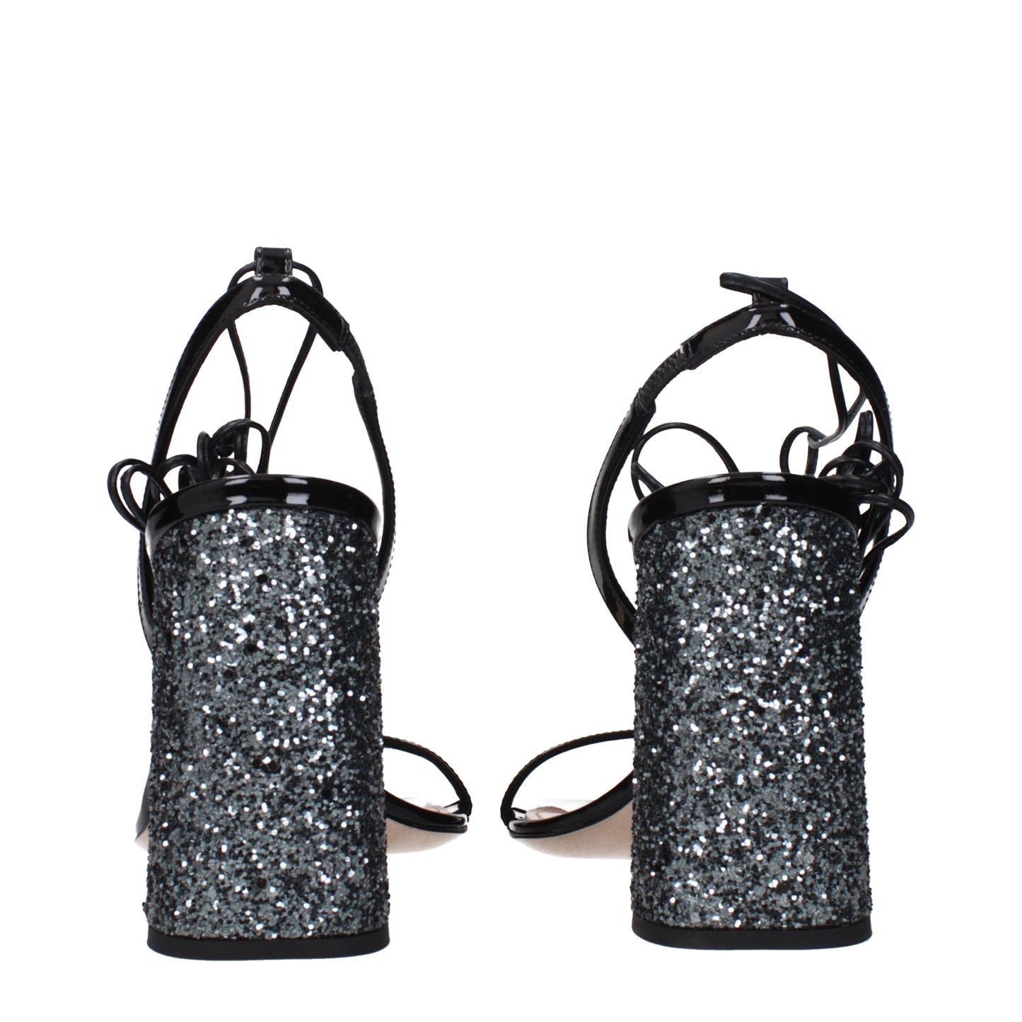 Miu Miu Sandals Women Patent Leather Black/Slate