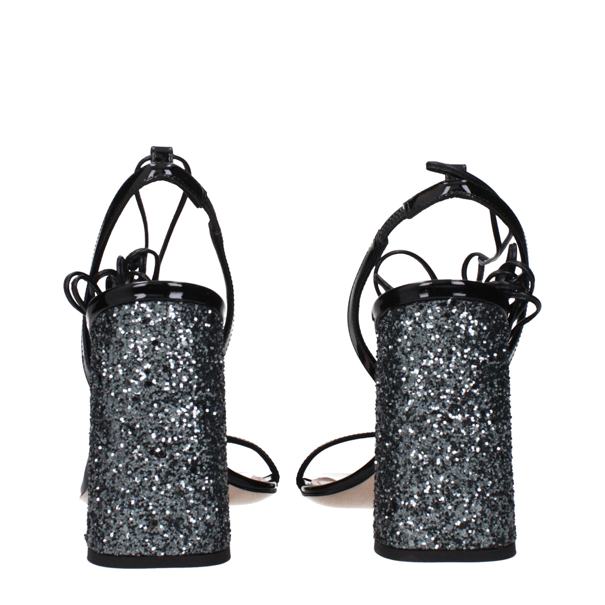 Miu Miu Sandals Women Patent Leather Black/Slate