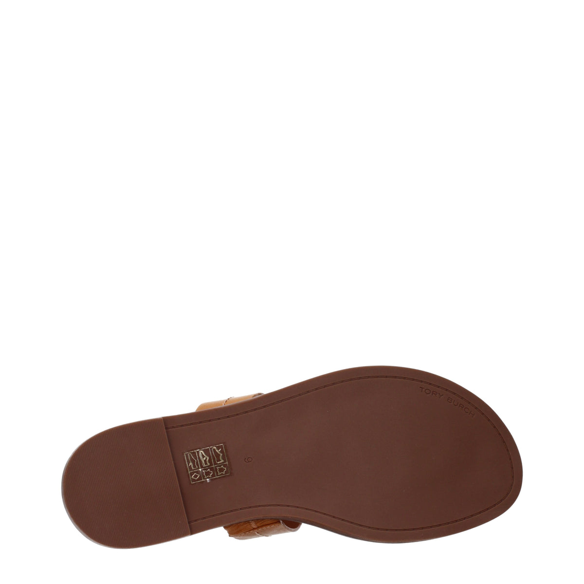 Tory Burch Flip Flops Women Leather Brown/Light Tan